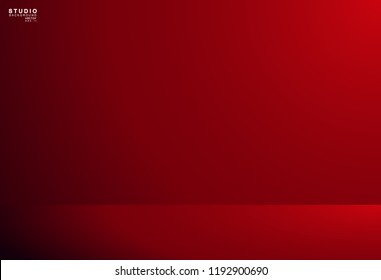 Empty red color studio room luxury background. Abstract gradient red, used as background for display products design web template, Vector illustration