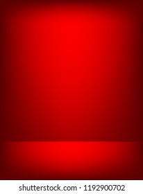 Empty red color studio room luxury background. Abstract gradient red, used as background for display products design web template, Vector illustration