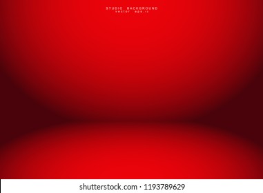 Empty red color studio room luxury background. Abstract gradient red, used as background for display products design web template, Vector illustration