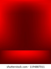 Empty red color studio room luxury background. Abstract gradient red, used as background for display products design web template, Vector illustration