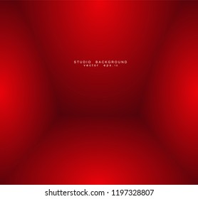 Empty red color studio room luxury background. Abstract gradient red, used as background for display products design web template, Vector illustration