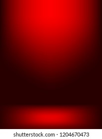 Empty red color studio room luxury background. Abstract gradient red, used as background for display products design web template, Vector illustration