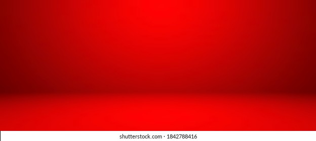 Empty red color studio room background, can use for background and product display