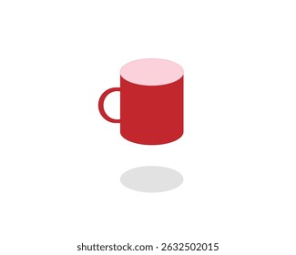 Empty red mug on white background