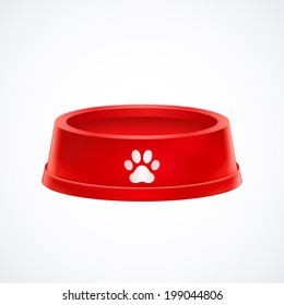 Empty red pet dog food bowl  dish isolated on white background, vector illustration/ stock vector graphic