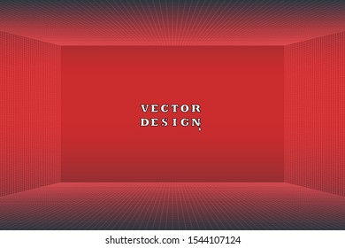 Empty red room, 3D Studio, mesh. Vector illustration.