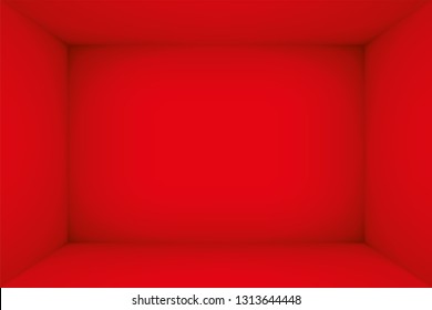 Empty red room. The inner space of the box. Vector design illustration. Mock up for you business project