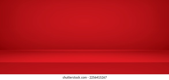 Empty red room. Table surface. Vector design illustration. Mock up for you business project