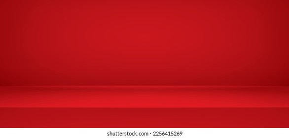 Empty red room. Table surface. Vector design illustration. Mock up for you business project