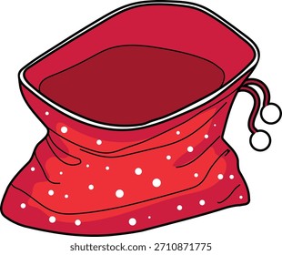Saco vermelho vazio para presentes. Saco do Papai Noel isolado no fundo branco	