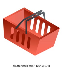Empty red shop basket icon. Isometric of empty red shop basket vector icon for web design isolated on white background