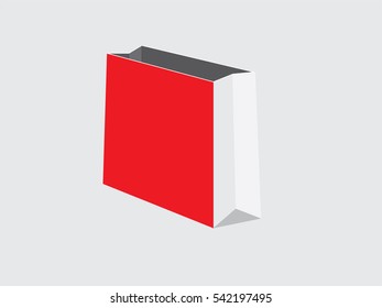 Empty red shopping bag for gift design. vector