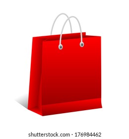 Empty Red Shopping Bag isolated on white background 