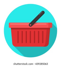 empty red shopping basket icon flat design