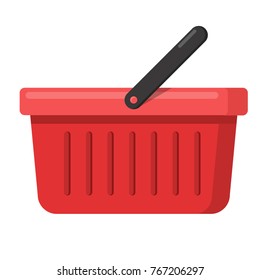 empty red shopping basket icon flat design isolated on white background