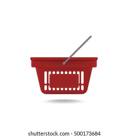 Empty red shopping basket - vector icon