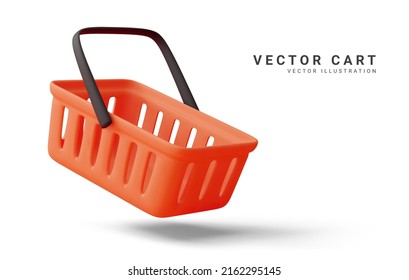 Carro rojo de la compra vacío aislado en el fondo blanco. Ilustración del vector