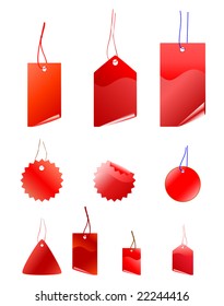 empty red shopping tags, vector