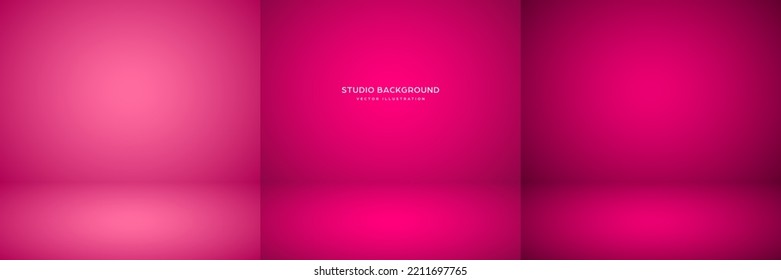Empty red studio abstract backgrounds with spotlight effect. Product showcase backdrop. Stage lighting. Vector illustration