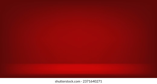 Empty red studio background. Banner for advertise product on website. Vector illustration.