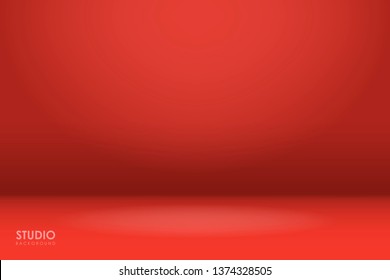 Empty Red Studio Room Background. Vector Illustration.