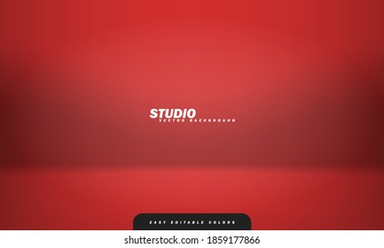 Empty red studio room background, used as background for display your products. Vector illustration. Easy editable colors.