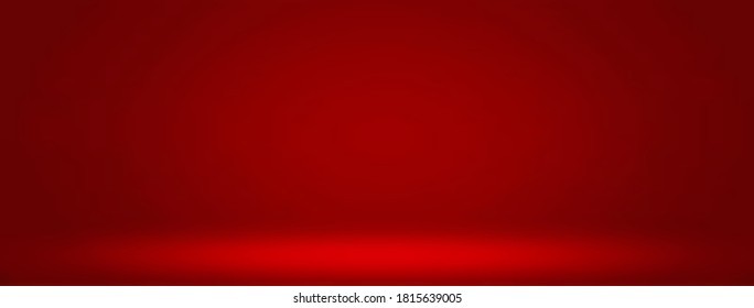 Empty red studio room gradient , used as background for display your products
