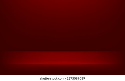 Empty red studio room interior. blank stand display or showing product. Space for selling products on the website. Vector illustration.