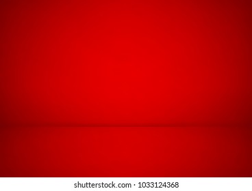 Empty Red Studio Room, Used As Background For Display Your Products - Vector