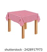 Empty red and white checkered tablecloth. vector
