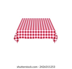 Empty red and white checkered tablecloth. vector