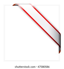 Empty red and white colorful corner ribbon - you can write some text on it (sale, new, sold, free, hot, etc)