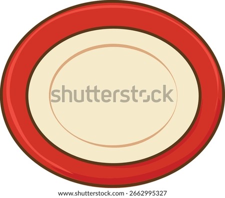 Empty Red and White Kitchen Plate Illustration