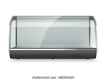 Empty refrigerator display showcase. Isolated on white background