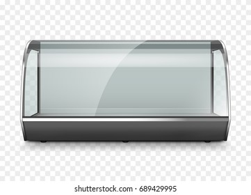 Empty Refrigerator Display Showcase. Isolated On Transparent Background