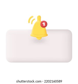 Empty Reminder Notification Bell 3D Icon Vector Illustration on White Background