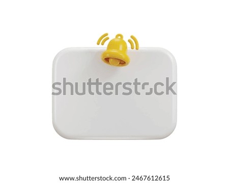 Empty reminder with pop up notification bell icon 3d rendering vector illustration