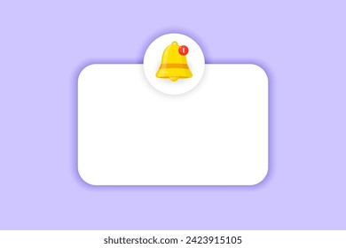 Empty reminder popup notice. Phone alert message template. Speech bubble with alert bell. Notifications. Push notifications box. Event alert message, web notification box and announcement notice