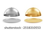 Empty restaurant cloche. Vector illustration over white background.