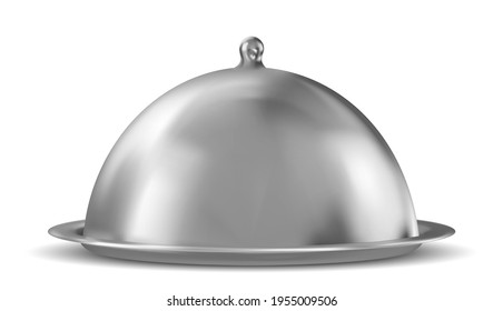 Empty restaurant cloche. Vector illustration over white background.