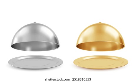 Empty restaurant cloche. Vector illustration over white background.