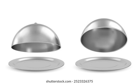 Empty restaurant cloche. Vector illustration over white background.