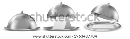 Empty restaurant cloche. Vector illustration over white background.