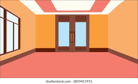 empty restaurant with door and window vector