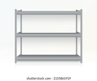 Empty retail render metal shelf