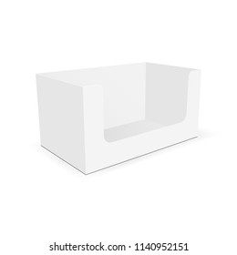 Empty retail shelf box mock up, isolated on white background. Vector illustration