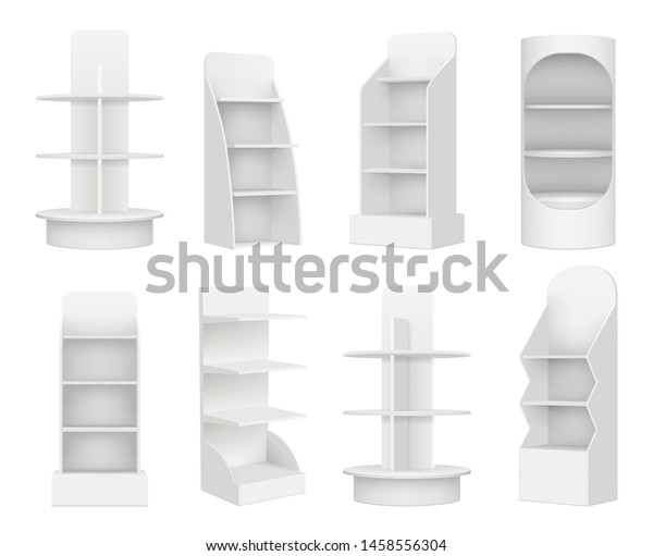 Empty Retail Shelves Bookstore Supermarket Stand Stock Vector Royalty Free 1458556304