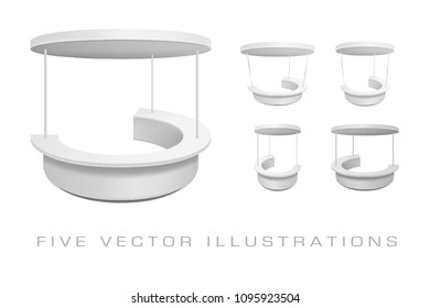 Empty retail stands. Illustrations isolated on white background. Graphic concept for your design