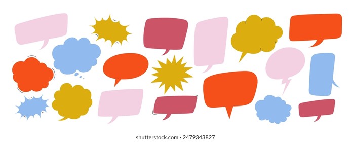 Empty retro comic speech bubble and thinking sign symbols. Vector illustration.