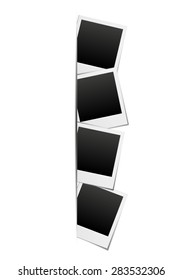 Empty retro photo frame on wall